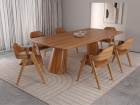 SALA DE JANTAR SANTORINI 180CM COM 6 CADEIRAS MADEIRA MACI&Ccedil;A RAVENA CINAMOMO COURINO