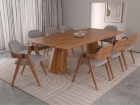 SALA DE JANTAR SANTORINI 220CM COM 8 CADEIRAS MADEIRA MACI&Ccedil;A RAVENA CINAMOMO LINHO