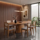 SALA DE JANTAR BARCELONA 180CM COM 6 CADEIRAS MADEIRA MACI&Ccedil;A SANTORINI CINAMOMO TELA/LINHO