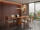 SALA DE JANTAR BARCELONA 200CM COM 6 CADEIRAS MADEIRA MACIÇA SANTORINI CINAMOMO LINHO