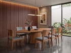 SALA DE JANTAR BARCELONA 220CM COM 8 CADEIRAS MADEIRA MACI&Ccedil;A SANTORINI CINAMOMO LINHO