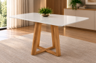 MESA BALI 120CM COM VIDRO PARA SALA DE JANTAR