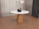 MESA VIENA 110CM SANDUICHE COM VIDRO REDONDO PARA SALA DE JANTAR