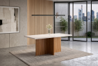 MESA LOS ANGELES 160CM COM VIDRO PARA SALA DE JANTAR