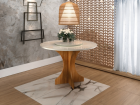 MESA SIENA 110CM COM VIDRO REDONDO PARA SALA DE JANTAR